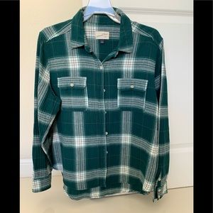 Universal Thread Women's Flannel Shirt Size XL Dark Green Teal Plaid NIce